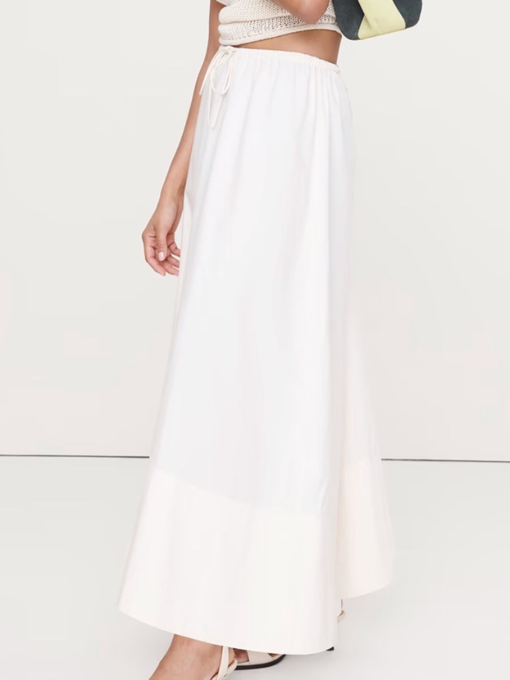 Banana Republic Cotton Poplin Drawstring Maxi Skirt | Size M